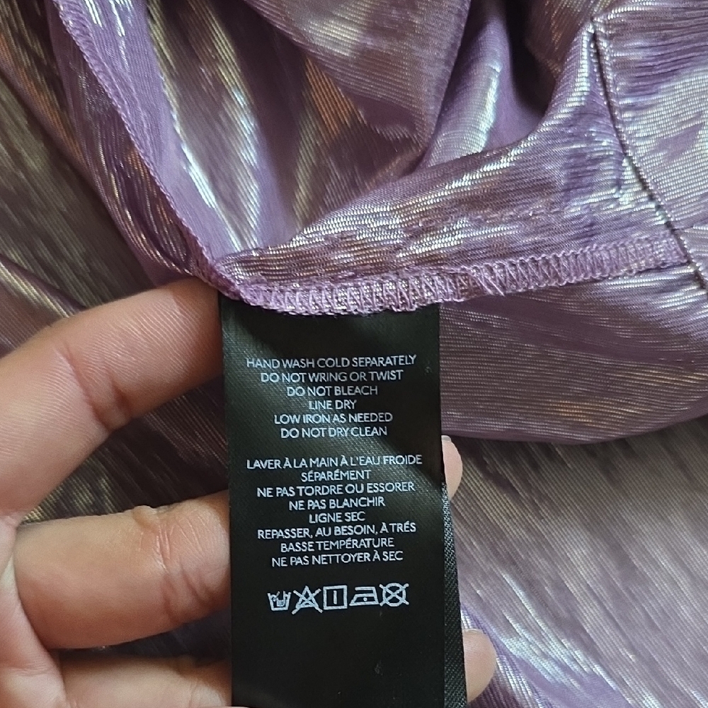Anthropologie- Pilcro Shimmery Lilac Button-Front Tiered Dress - Picture 5 of 16